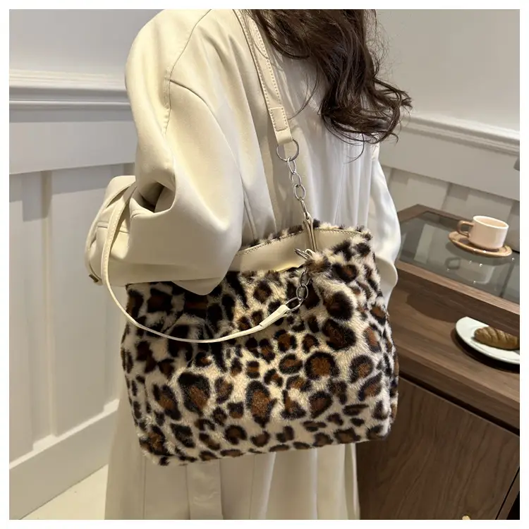 Leopard Print Plush Shoulder Bag Women Large Capacity — feature 19