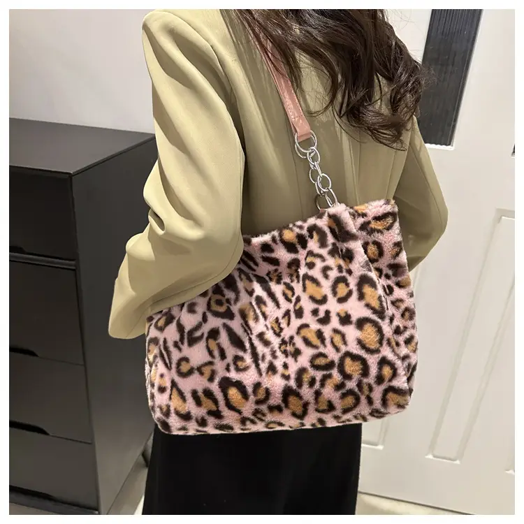 Leopard Print Plush Shoulder Bag Women Large Capacity — feature 22