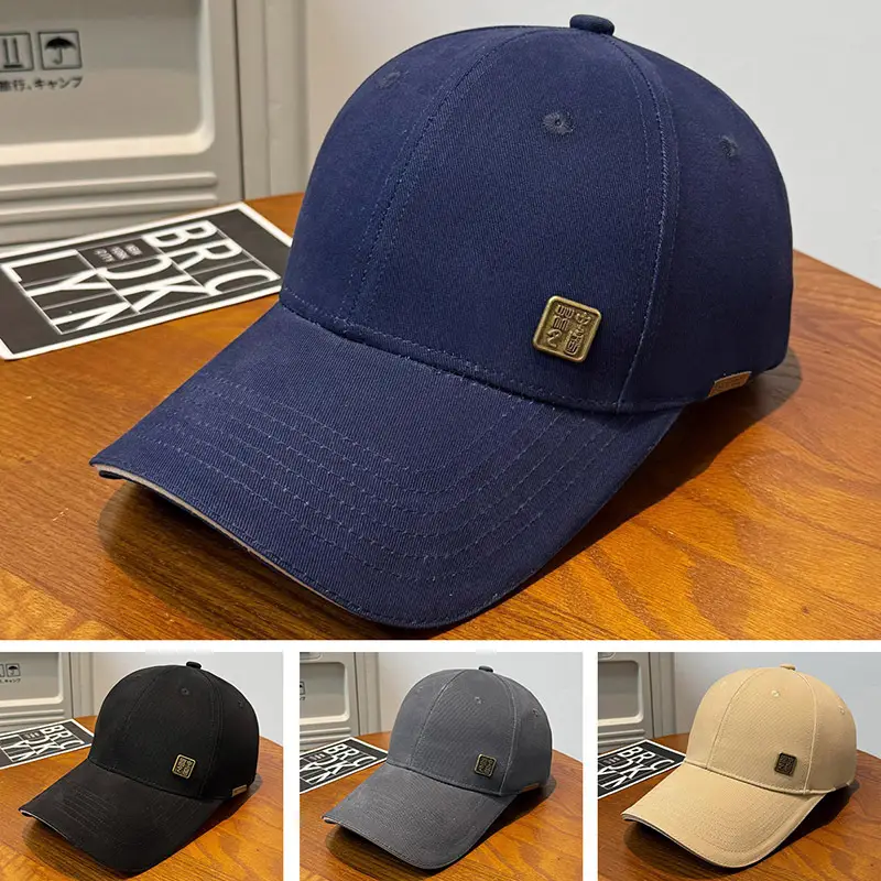 Men's Blue Baseball Cap with Logo Wide Brim