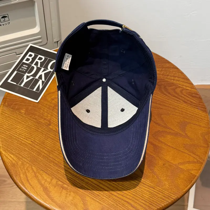 Men's Blue Baseball Cap with Logo Wide Brim