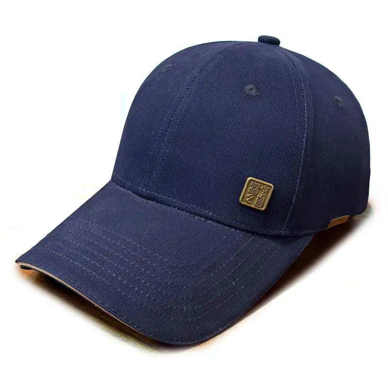 Men's Blue Baseball Cap with Logo Wide Brim