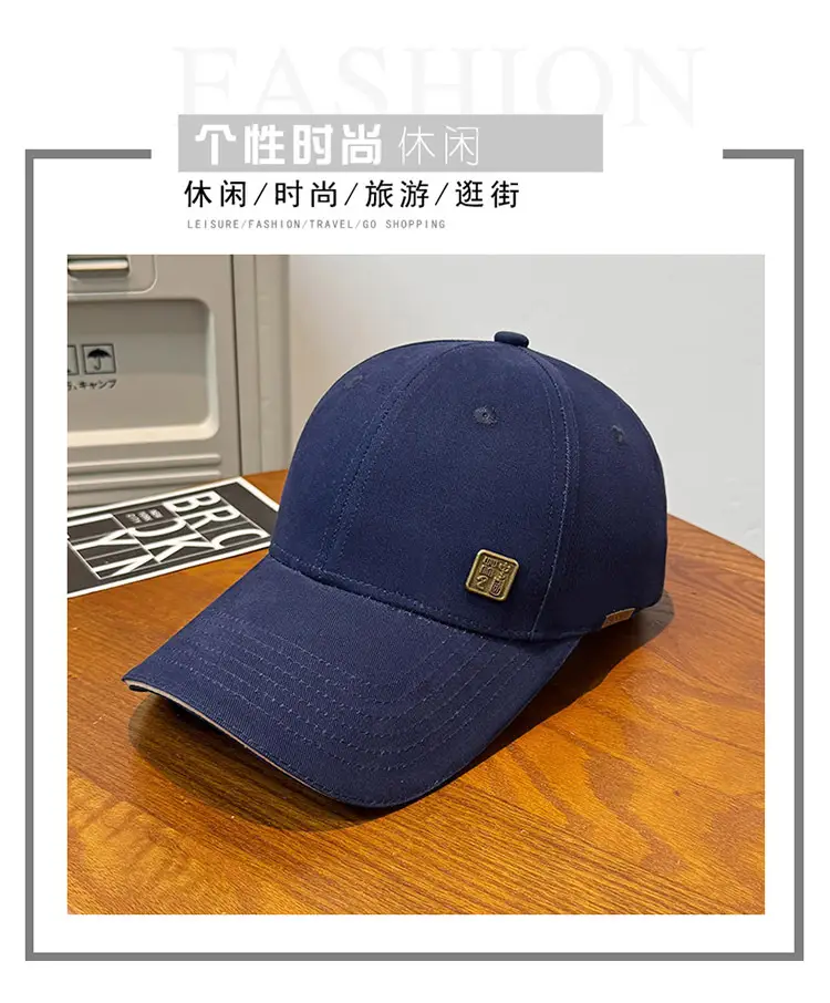 Men's Blue Baseball Cap with Logo Wide Brim — feature 5