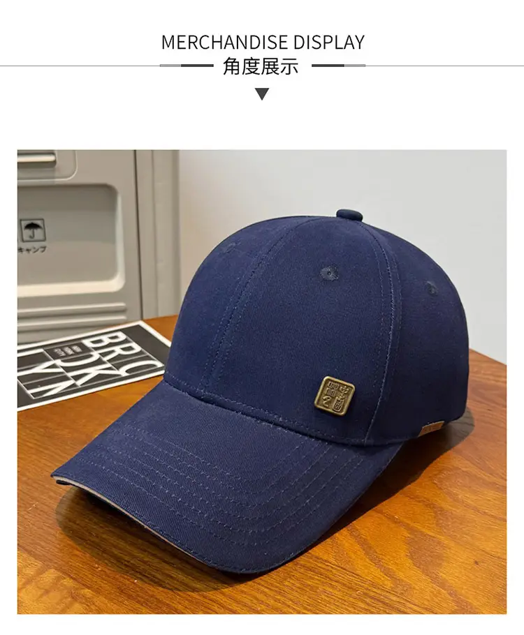 Men's Blue Baseball Cap with Logo Wide Brim — feature 9