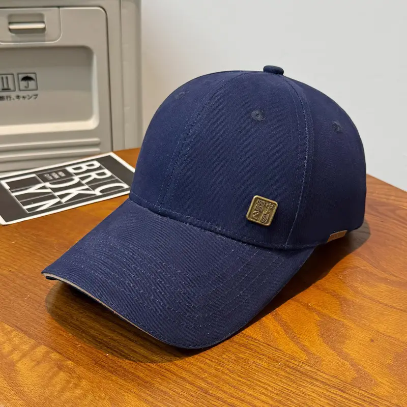 Men's Blue Baseball Cap with Logo Wide Brim