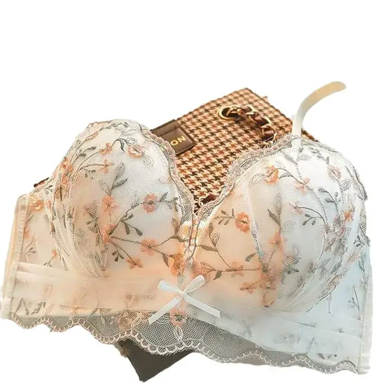 Black Floral Wireless Push Up Bra for Women - Image 9