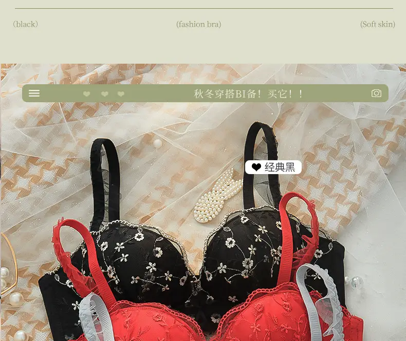 Black Floral Wireless Push Up Bra for Women — feature 20