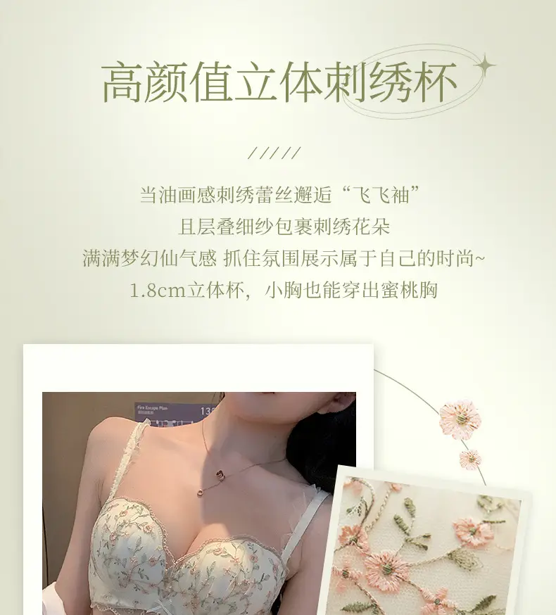Black Floral Wireless Push Up Bra for Women — feature 3