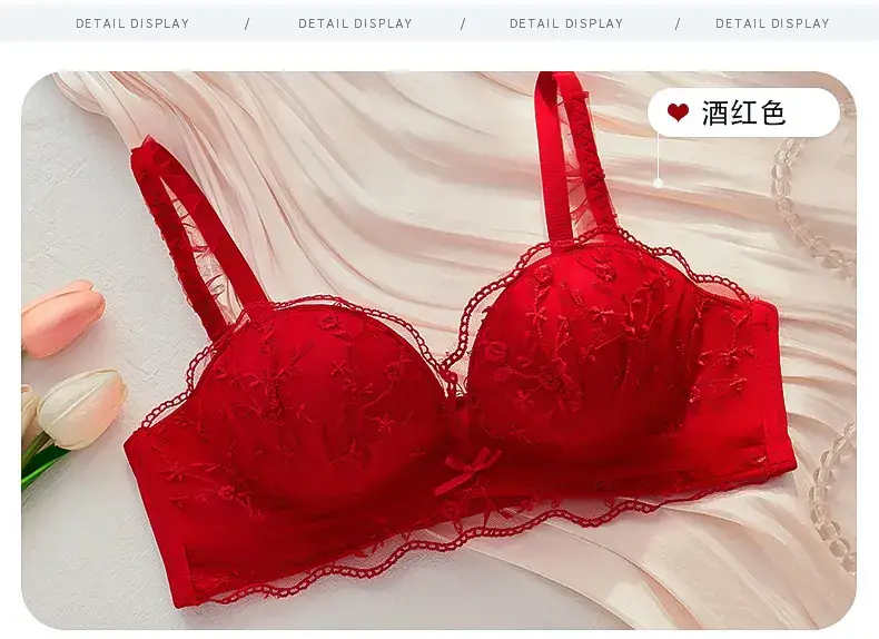 Black Floral Wireless Push Up Bra for Women - Image 3
