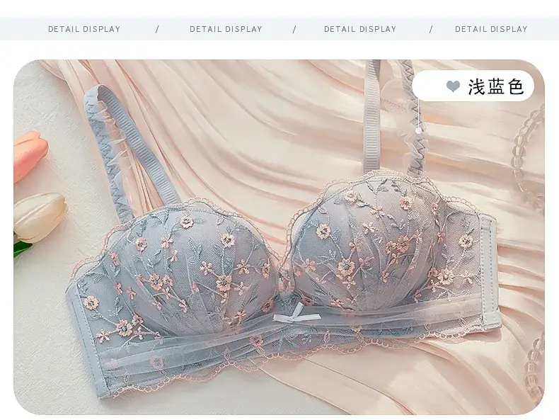 Black Floral Wireless Push Up Bra for Women - Image 4