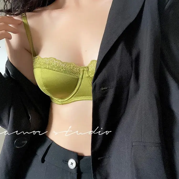 French Lace Push Up Bra Green Small