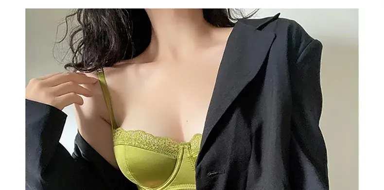 French Lace Push Up Bra Green Small — feature 1