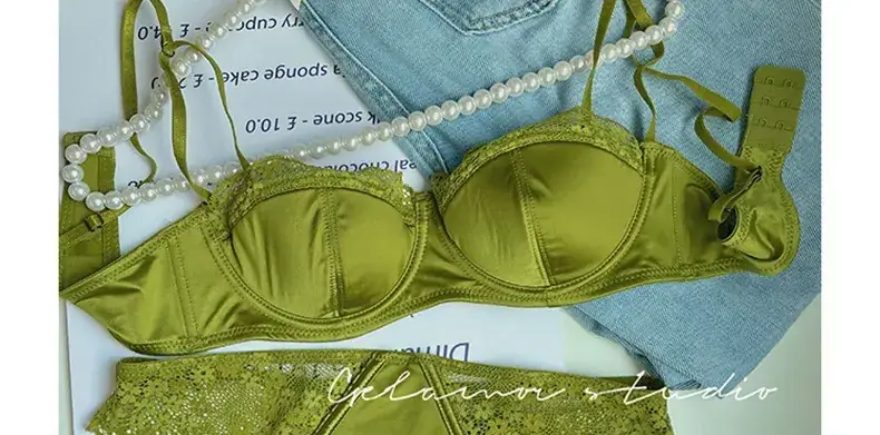 French Lace Push Up Bra Green Small — feature 23