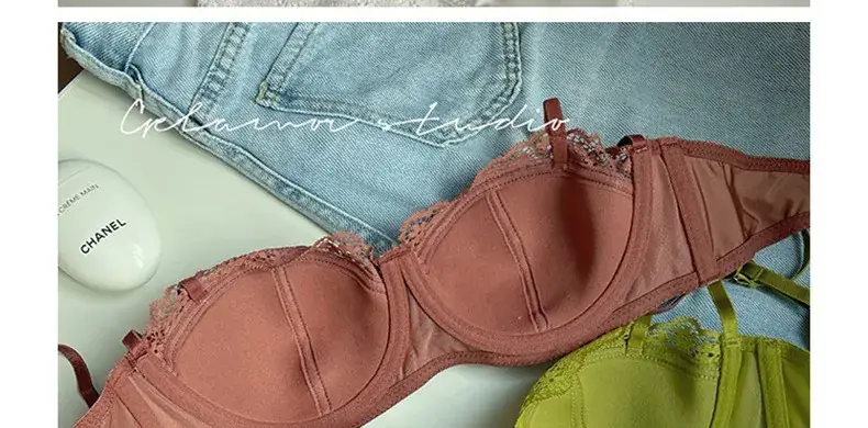French Lace Push Up Bra Green Small — feature 28