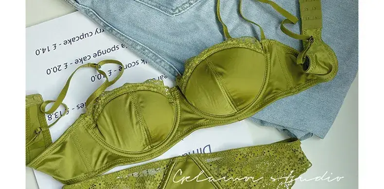 French Lace Push Up Bra Green Small — feature 30