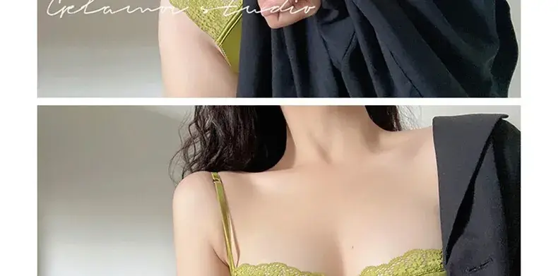 French Lace Push Up Bra Green Small — feature 6