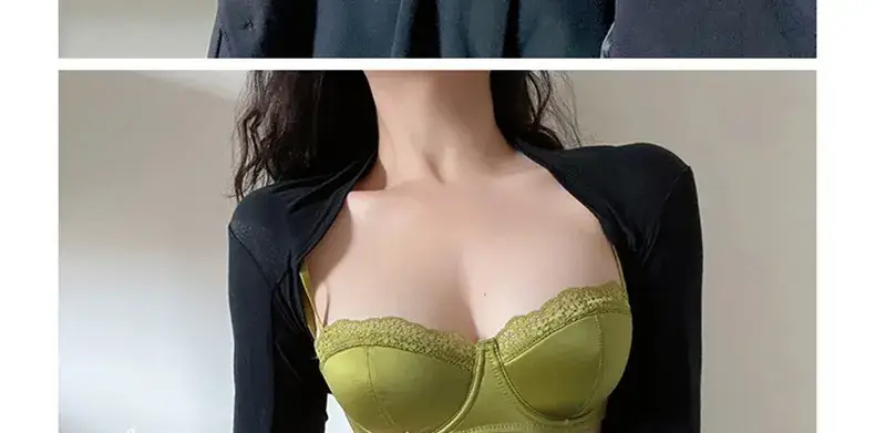 French Lace Push Up Bra Green Small — feature 8