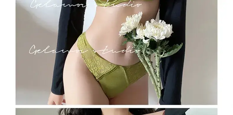 French Lace Push Up Bra Green Small — feature 9