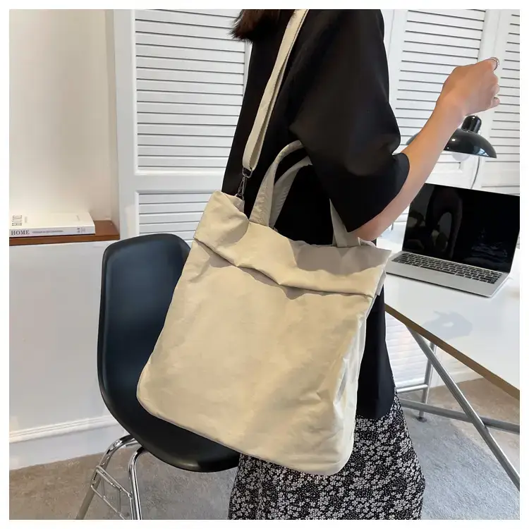 Lulul Women's Ultra-Light Nylon Shoulder Bag Beige — feature 10