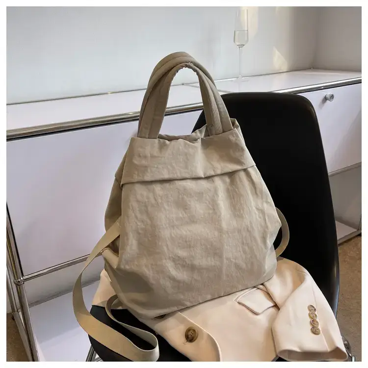 Lulul Women's Ultra-Light Nylon Shoulder Bag Beige — feature 102