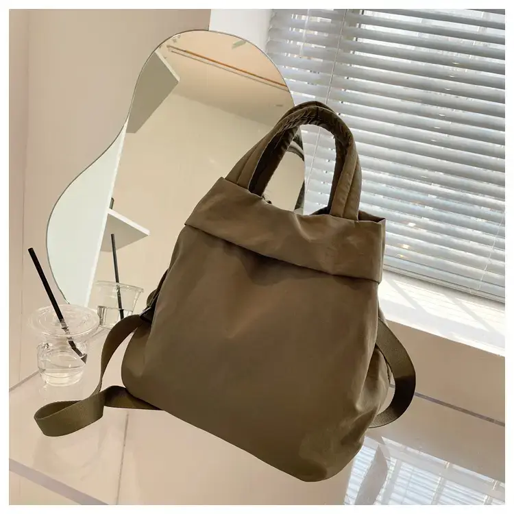 Lulul Women's Ultra-Light Nylon Shoulder Bag Beige — feature 107
