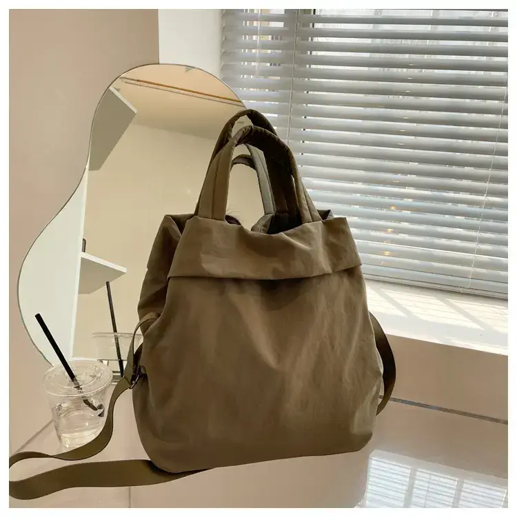 Lulul Women's Ultra-Light Nylon Shoulder Bag Beige — feature 108