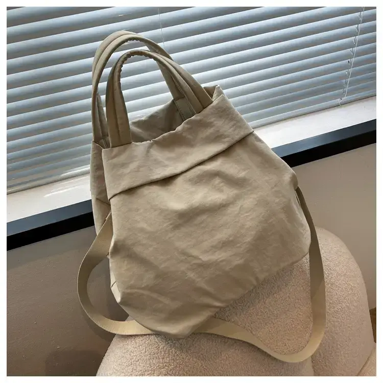 Lulul Women's Ultra-Light Nylon Shoulder Bag Beige — feature 120