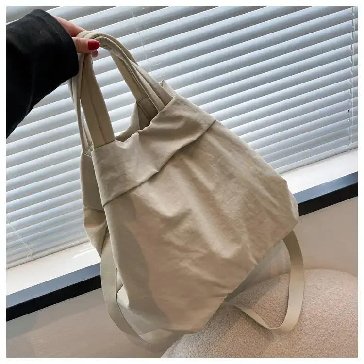 Lulul Women's Ultra-Light Nylon Shoulder Bag Beige — feature 122