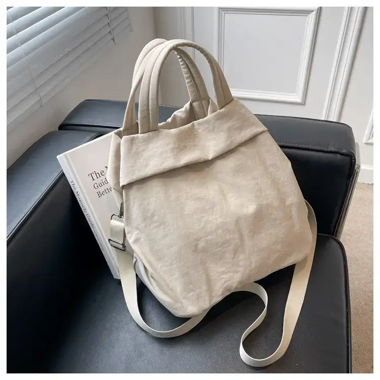 Lulul Women's Ultra-Light Nylon Shoulder Bag Beige — feature 126