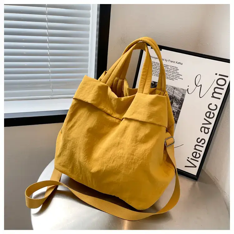Lulul Women's Ultra-Light Nylon Shoulder Bag Beige — feature 129