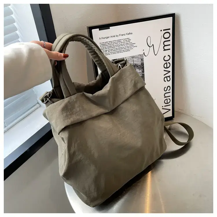 Lulul Women's Ultra-Light Nylon Shoulder Bag Beige — feature 132