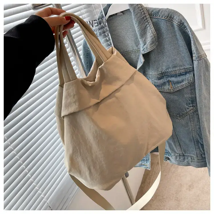Lulul Women's Ultra-Light Nylon Shoulder Bag Beige — feature 135