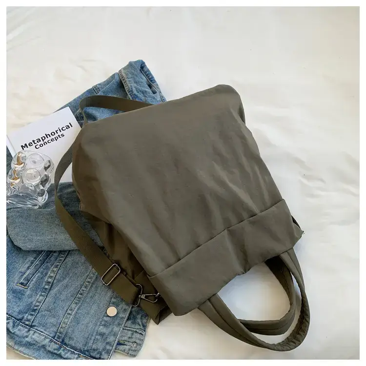 Lulul Women's Ultra-Light Nylon Shoulder Bag Beige — feature 145