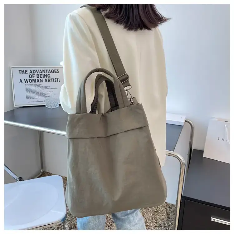 Lulul Women's Ultra-Light Nylon Shoulder Bag Beige — feature 18