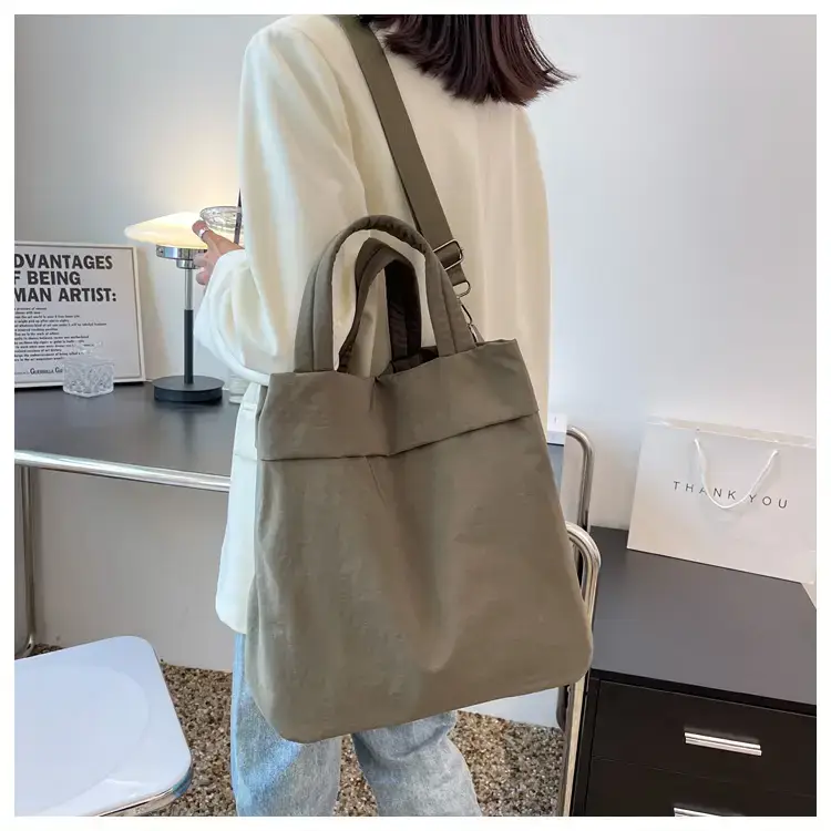 Lulul Women's Ultra-Light Nylon Shoulder Bag Beige — feature 19