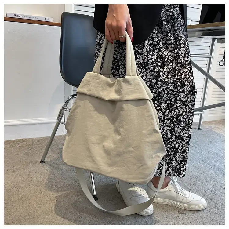 Lulul Women's Ultra-Light Nylon Shoulder Bag Beige — feature 37