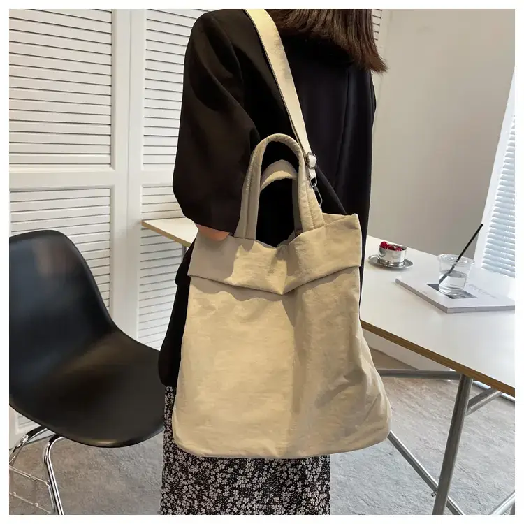 Lulul Women's Ultra-Light Nylon Shoulder Bag Beige — feature 43