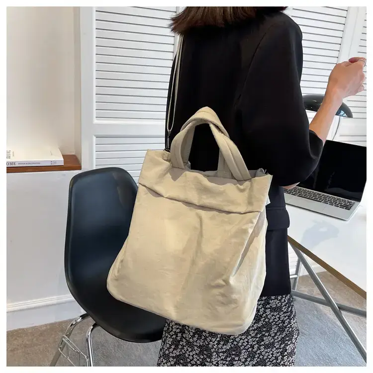 Lulul Women's Ultra-Light Nylon Shoulder Bag Beige — feature 47