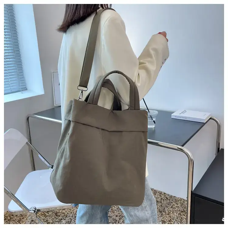 Lulul Women's Ultra-Light Nylon Shoulder Bag Beige — feature 65