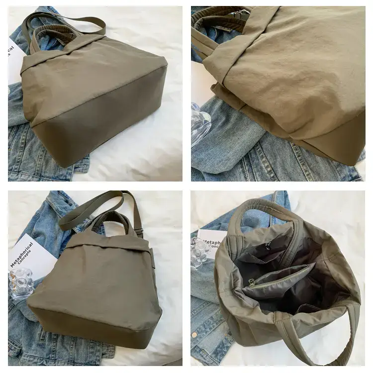 Lulul Women's Ultra-Light Nylon Shoulder Bag Beige — feature 8