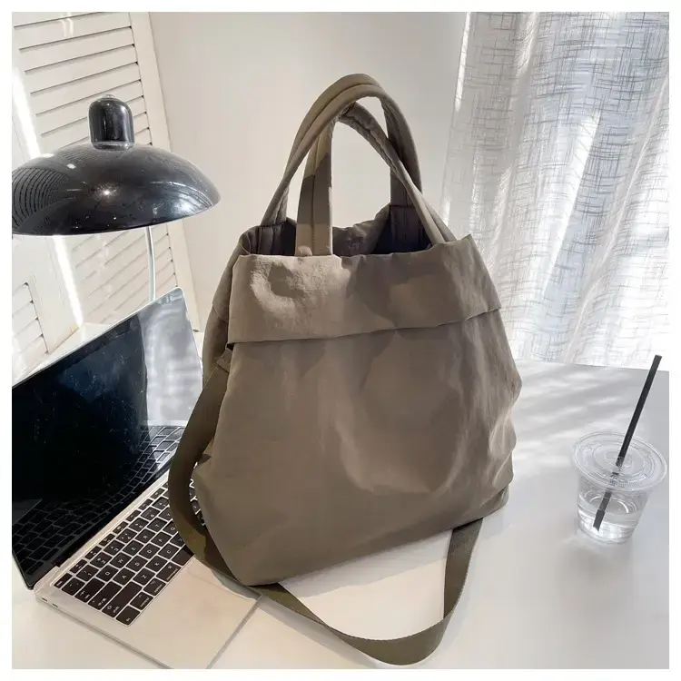 Lulul Women's Ultra-Light Nylon Shoulder Bag Beige — feature 83