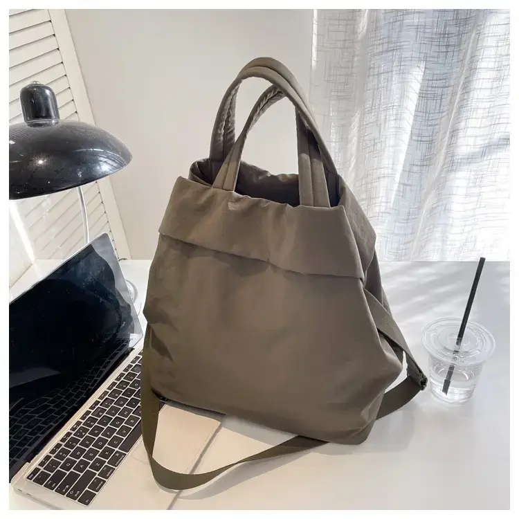 Lulul Women's Ultra-Light Nylon Shoulder Bag Beige — feature 84