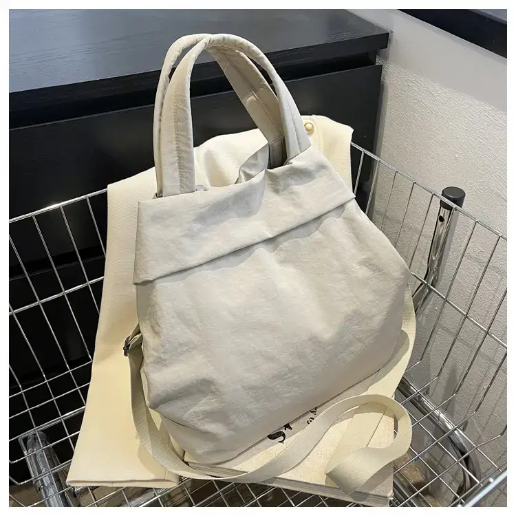 Lulul Women's Ultra-Light Nylon Shoulder Bag Beige — feature 88