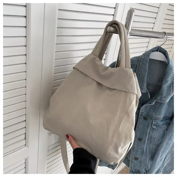 Lulul Women's Ultra-Light Nylon Shoulder Bag Beige — feature 93