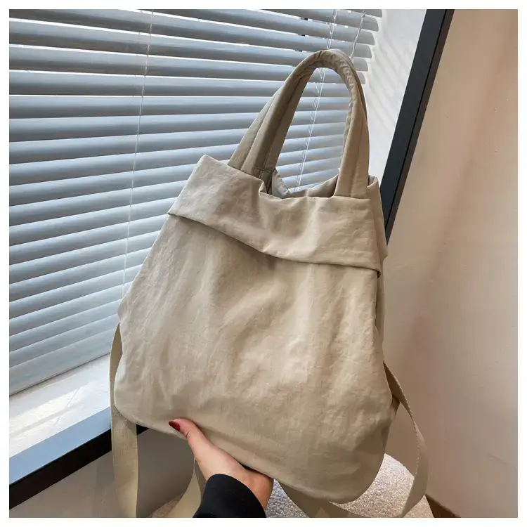 Lulul Women's Ultra-Light Nylon Shoulder Bag Beige — feature 99
