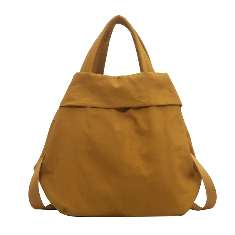 Lulul Women's Ultra-Light Nylon Shoulder Bag Beige - Image 3