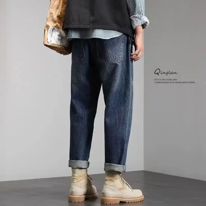 Men's Cashmere Jeans American Retro Loose Plus Size