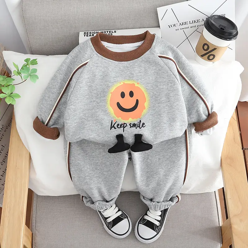 2024 Kids Grey Sweatshirt Set for Boys Spring Autumn - Image 2