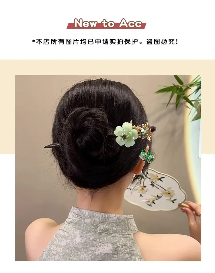 Blue Flower Hairpin with Pearl Drop for Women — feature 33
