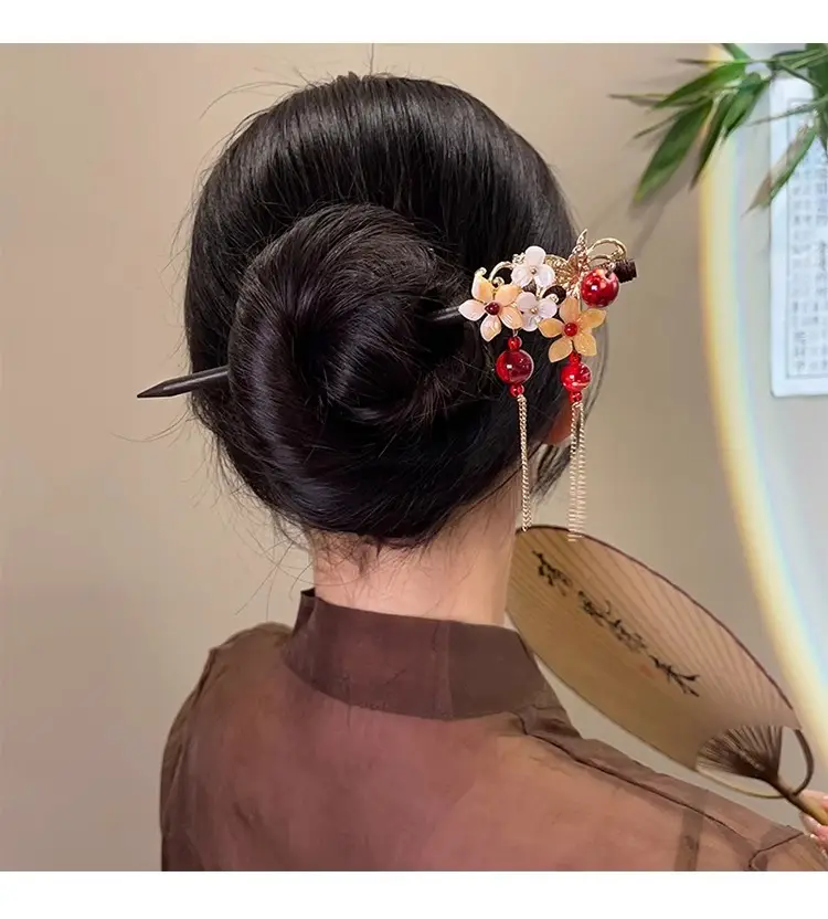 Blue Flower Hairpin with Pearl Drop for Women — feature 39