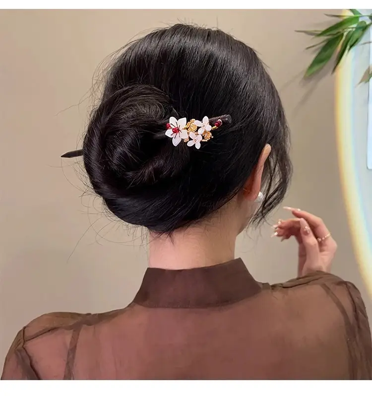 Blue Flower Hairpin with Pearl Drop for Women — feature 40